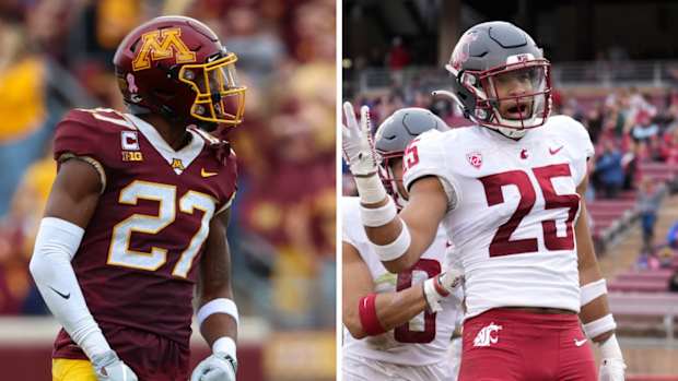 Minnesota Gophers safety Tyler Nubin and Washington State's Jaden Hicks.